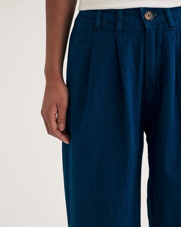 Nobody's Child Blue Denim Ava Pleat Front Wide Leg Trouser
