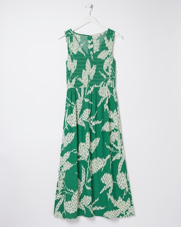 FatFace Aria Textured Leaves Midi Dress