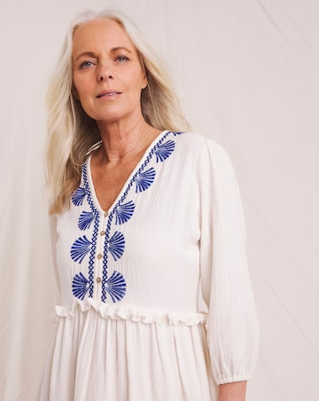 Julipa Embroidered Pure Cotton Textured Midi Dress