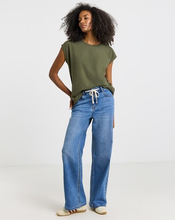 Simply Be Khaki Slim Fit Dipped Back Pure Cotton T-Shirt