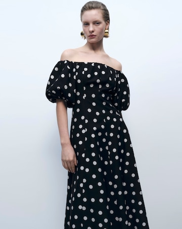 Mango Strapless Polka-Dot Dress