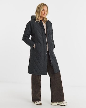 Black Hooded Quilt Coat