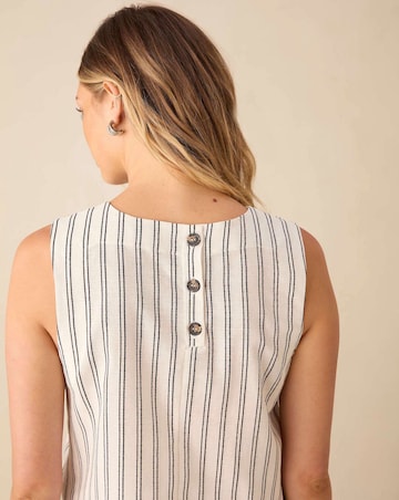 Ro&Zo Ivory Stripe Linen Shell Top