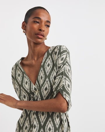 Textured Crinkle Kaftan Overhead Midi Dress