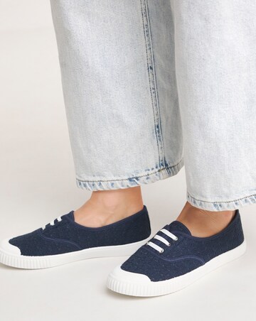 Burney Broderie Lace Up Plimsole Trainers Standard D Fit