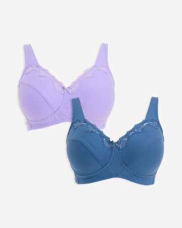 Pretty Secrets 2 Pack Full Cup Non Wired Bras B-G Lavender/Denim