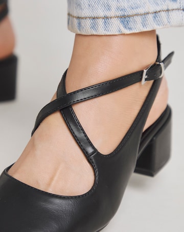 Uma Cross Strap Mary Jane Slingback Shoes - Wide Fit (E)