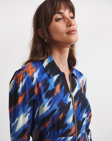 Long Sleeve Zip Front Shirt Dress