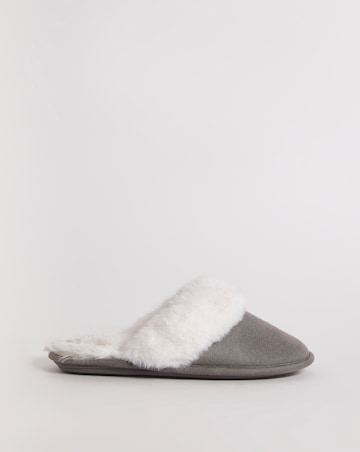 Elyse Faux Fur Mule Slippers - Wide Fit (E)