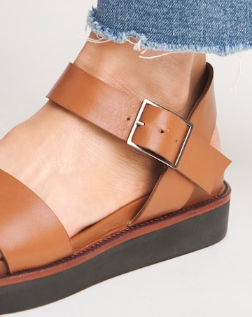 Tabitha Leather Bar Chunky Sandals - Extra Wide Fit (EEE)