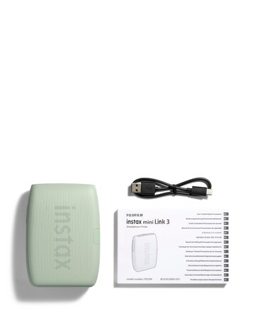 Fujifilm Instax Mini Link 3 Photo Printer with 20 Shot Film Pack - Green