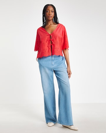 Simply Be Cotton Beach Broderie Shirt And Short Co-Ord Set