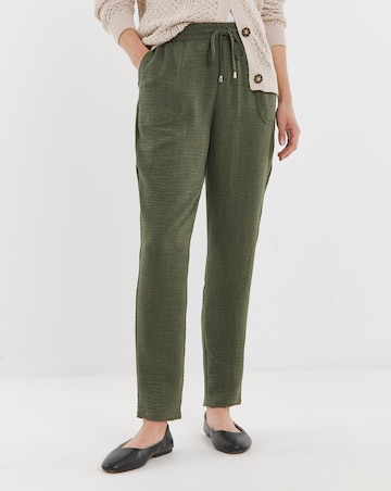 Khaki Textured Tapered Trouser