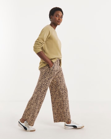 Printed Wide Leg Jersey Trouser