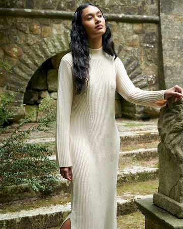Ro&Zo Oatmeal High Neck Jumper Dress