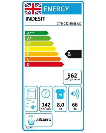 Indesit C YD C82 BBGL UK Condenser Tumble Dryer 8kg - Black