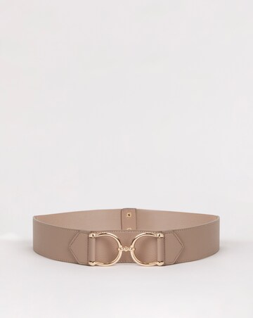 Taupe Lined Buckle Waist Stretch Belt