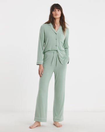 Figleaves Modal Picot Trim Button Through Pyjama Set