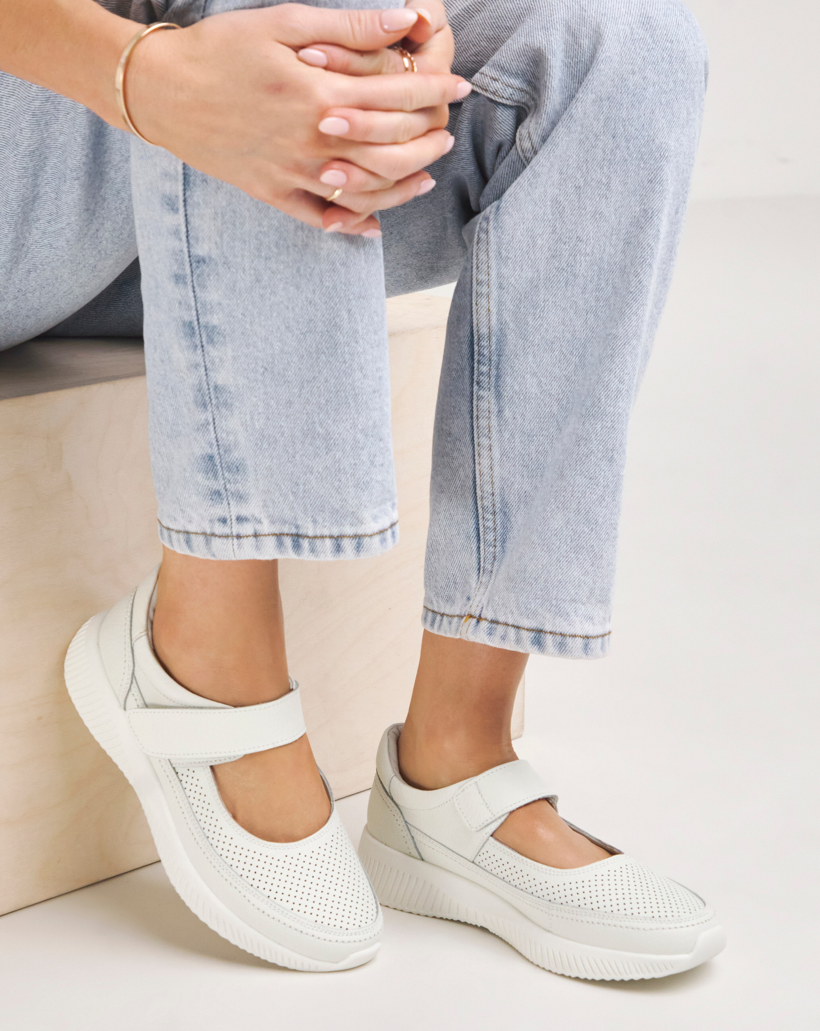 Rochelle Leather Bar Trainers - Wide Fit (E)