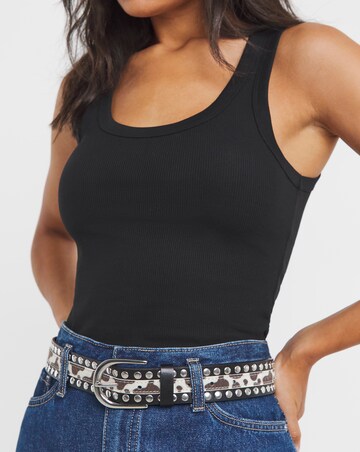 Faux Cow Ponyhair Studded Jeans Belt