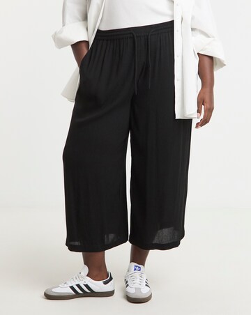Simply Be Black Tie Waist Crinkle Culottes