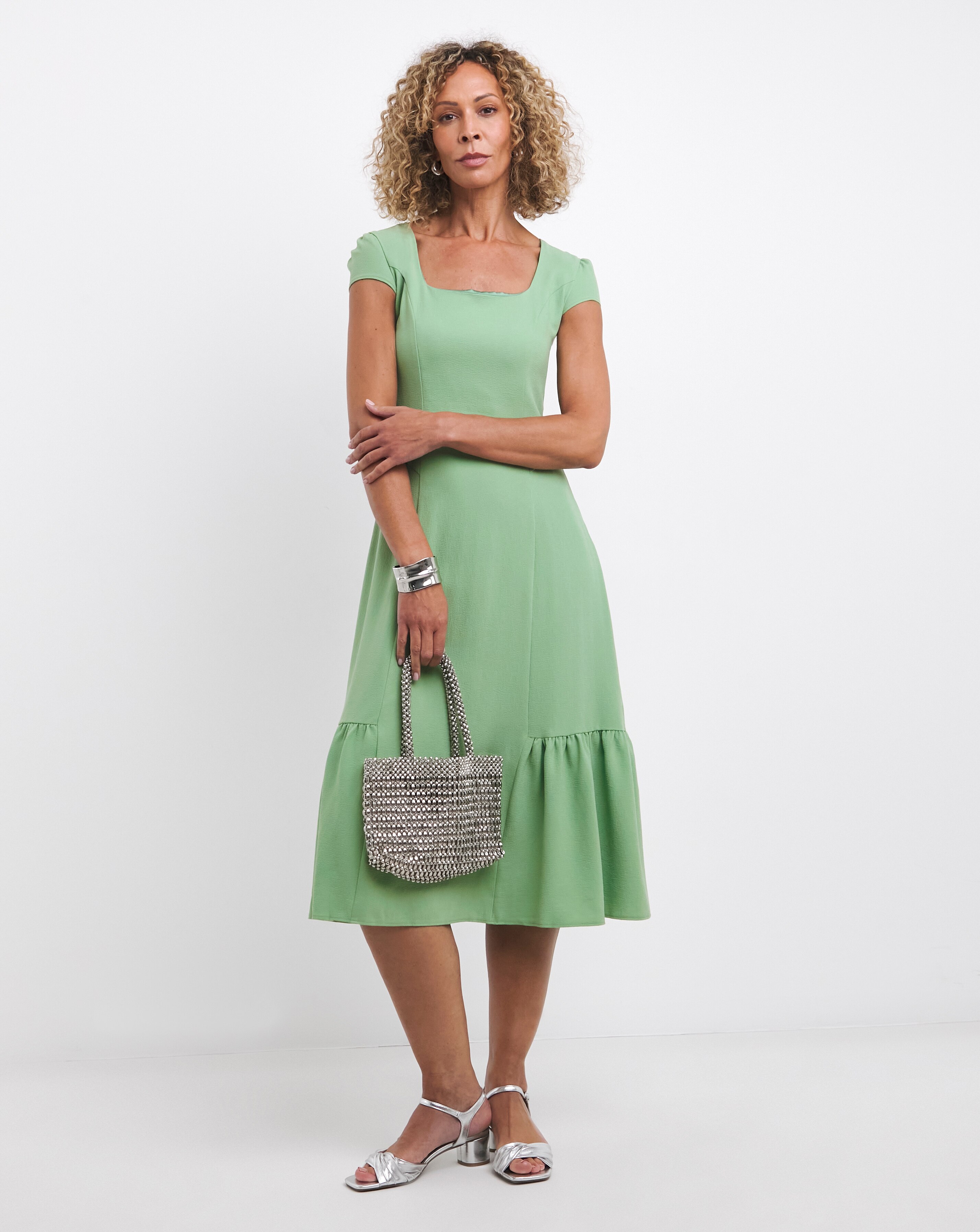 Joanna Hope Cap Sleeve Panel Column Midi Dress