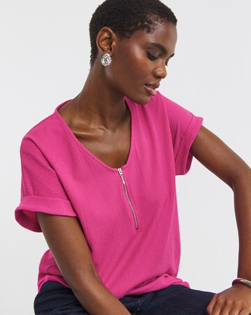 V-Neck Zip Front Longline Top