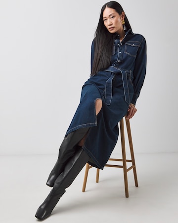 Indigo Denim Maxi Shirt Dress