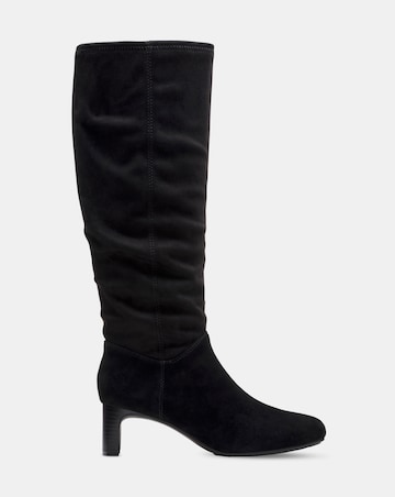 Clarks Kyndall Suede Knee High Heeled Boots Wide E Fit