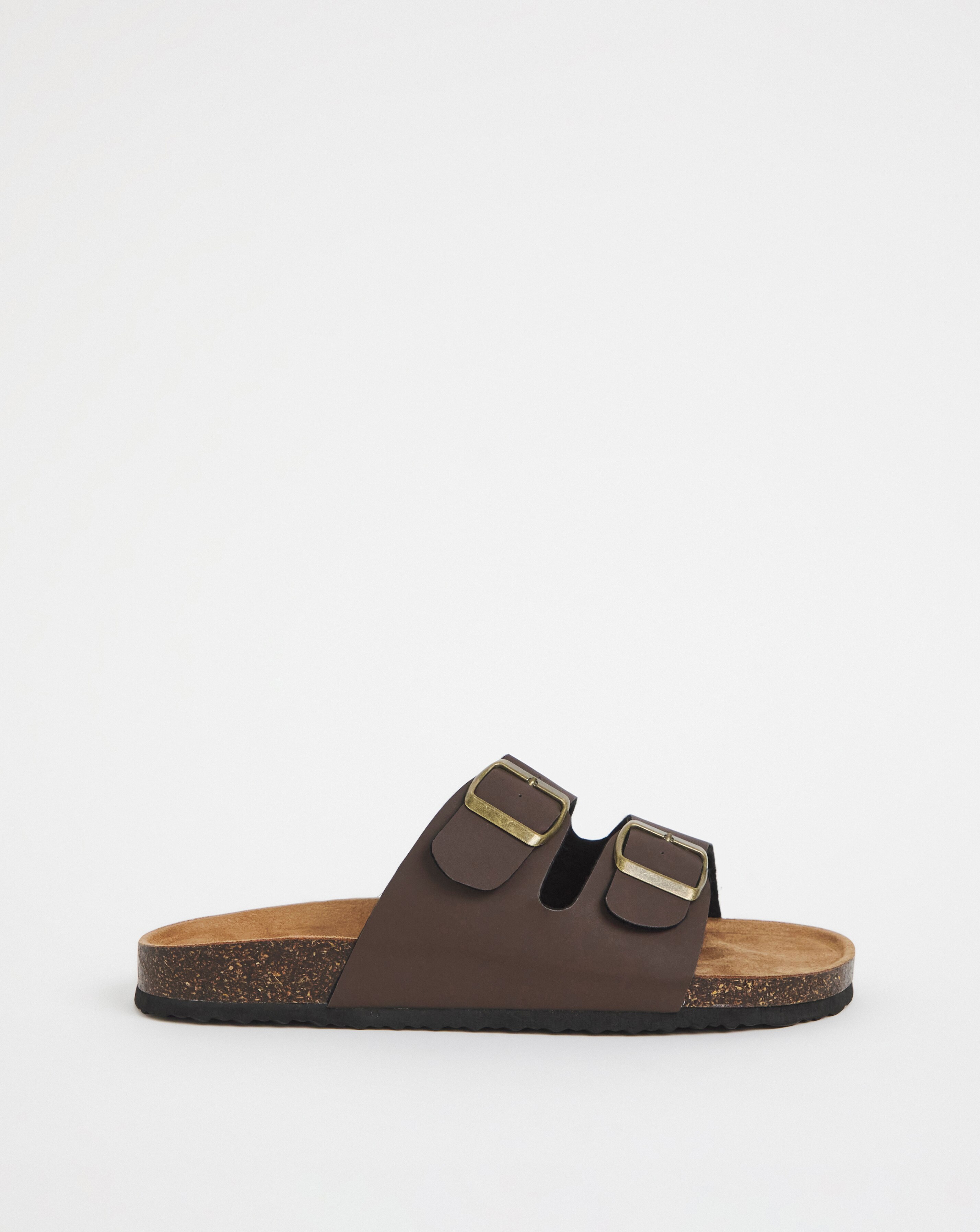 Brown Buckle Strap Sandals Wide Fit