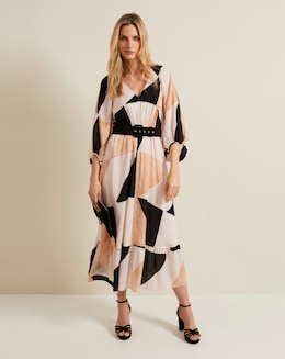 Phase Eight Sophia Colourblock Belted Midi Dress
