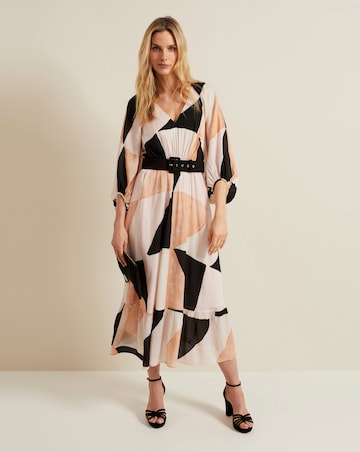 Phase Eight Sophia Colourblock Belted Midi Dress