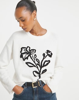 Applique Long Sleeve Knitted Jumper