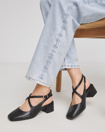 Uma Cross Strap Mary Jane Slingback Shoes - Wide Fit (E)