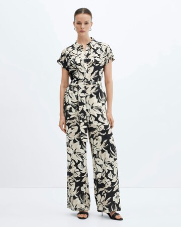 Mango Printed Jumpsuit with Tie Detail