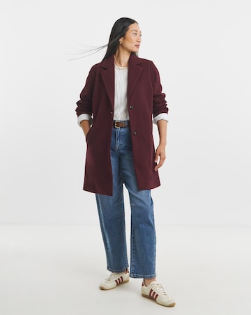 Wine Single Breasted Lined Coat