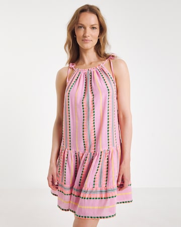 Beach to Beach Jacquard Stripe Mini Beach Dress