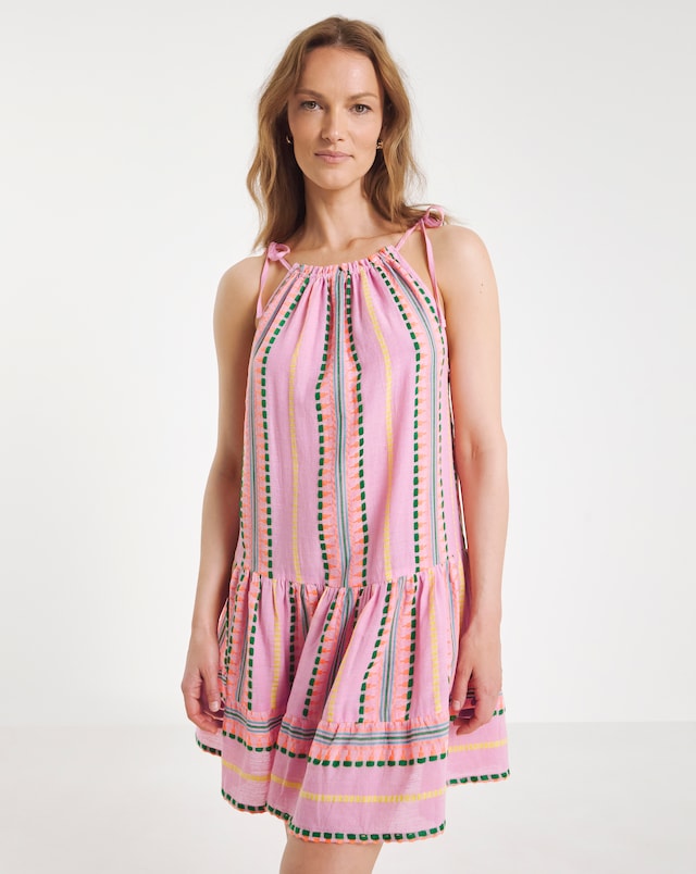 Beach to Beach Jacquard Stripe Mini Beach Dress