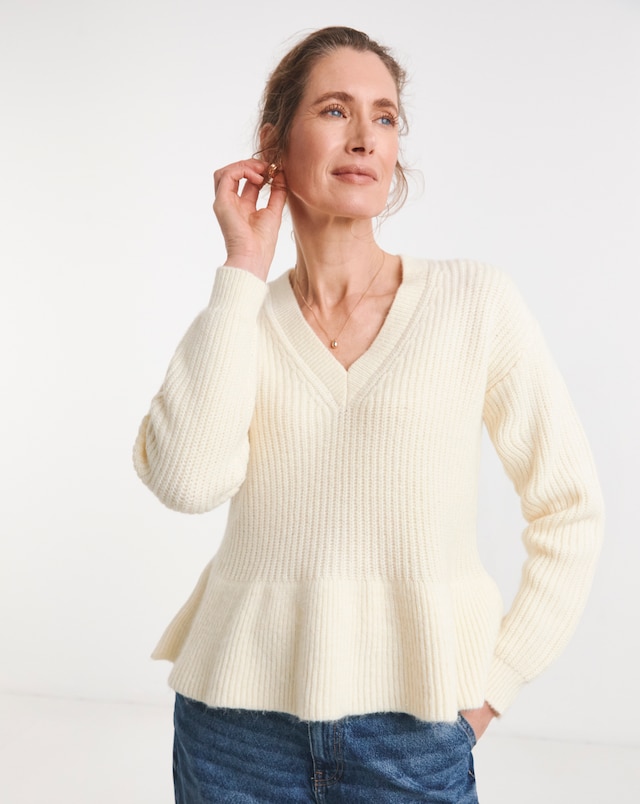 V Neck Peplum Jumper