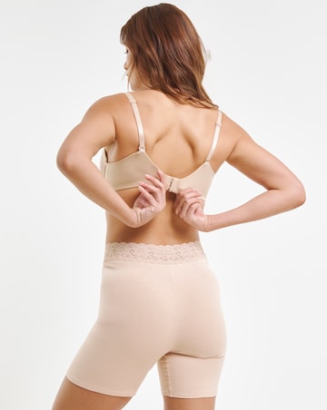 Pretty Secrets (2 Pack) Lace Trim Cotton Comfort Shorts Almond