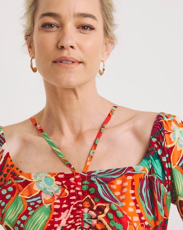 Multi Print Strap Detail Top