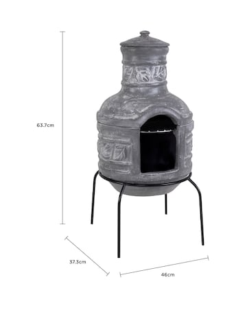 Charles Bentley Leaf Motif Clay Chimenea With Grill