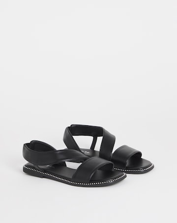 Janna Elasticated Flat Sandals - Wide Fit (E)