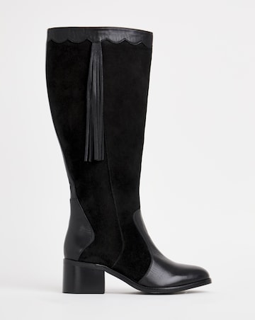 Joe Browns Black Suede Knee High Boot- Extra Wide Fit (EEE) & Super Curvy Calf