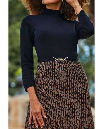 Sosandar Animal Print Two Part Knitted Midi Dress