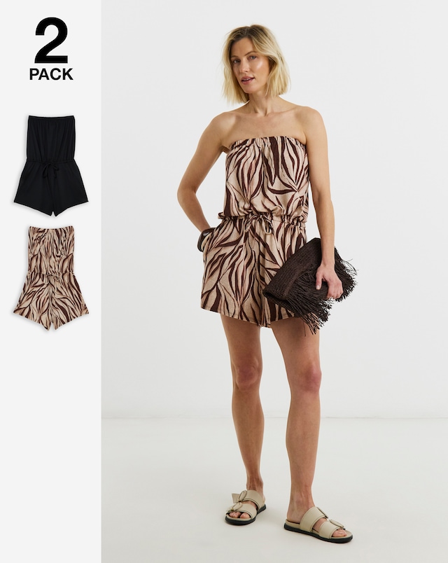 2 Pack Bandeau Playsuits