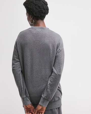 Crew Neck Grey Acid Wash Sweatshirt