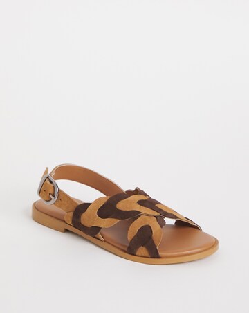 Joe Browns Tan Comfort Suede Plait Sandals- Extra Wide Fit (EEE)