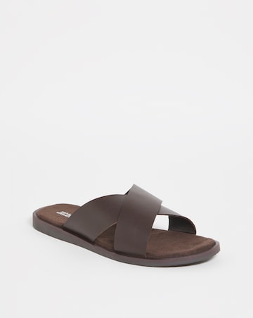 Smooth Leather Cross Over Sandal Wide