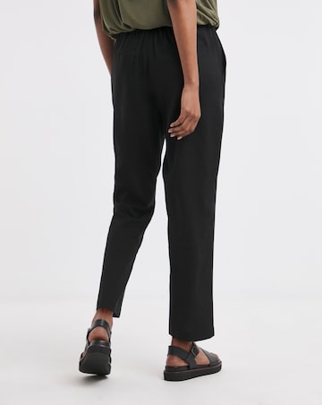 Black Linen Mix Tapered Trouser